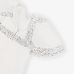 Patachou-Girls White Crêpe Jersey Sequin Trim Cape Dress | Childrensalon