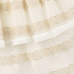 Patachou-Girls White & Gold Tulle & Chiffon Dress | Childrensalon