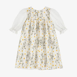 Patachou-Girls White Organza Embroidered Daisy Dress | Childrensalon