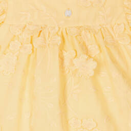 Patachou-Girls Yellow Embroidered Cotton Dress | Childrensalon