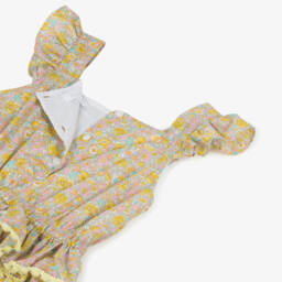 Patachou-Girls Yellow & Pink Floral Cotton Playsuit | Childrensalon