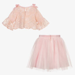 Patachou-Pink Lace &Tulle Skirt Set | Childrensalon