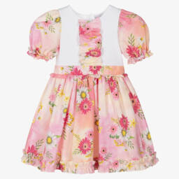 Patachou-Pink Tie Dye Floral Dress  | Childrensalon