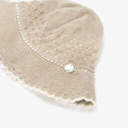 PAZ Rodríguez-Baby Beige Cotton & Cashmere Knitted Hat | Childrensalon
