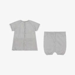 PAZ Rodríguez-Baby Boys Grey Cotton Knit Shorts Set | Childrensalon