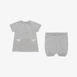 PAZ Rodríguez-Baby Boys Grey Cotton Knit Shorts Set | Childrensalon