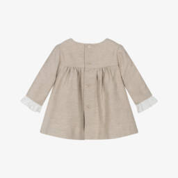 PAZ Rodríguez-Baby Girls Beige Brushed Cotton Smocked Dress | Childrensalon