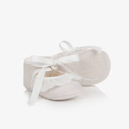 PAZ Rodríguez-Baby Girls Beige Ruffle Pre-Walker Shoes | Childrensalon