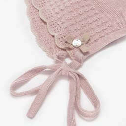 PAZ Rodríguez-Baby Girls Dusky Pink Cotton & Cashmere Knit Hat | Childrensalon