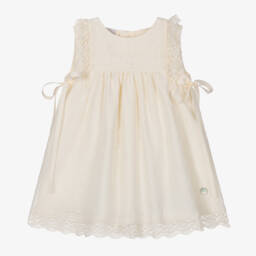 PAZ Rodríguez-Baby Girls Ivory Plumeti Cotton Dress | Childrensalon