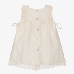 PAZ Rodríguez-Baby Girls Ivory Plumeti Cotton Dress | Childrensalon