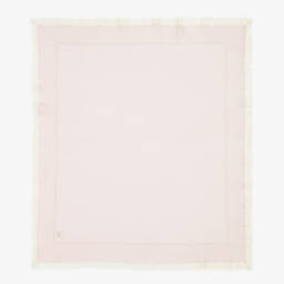 PAZ Rodríguez-Baby Girls Pale Pink Lace Trim Merino Wool Knit Shawl (108cm) | Childrensalon