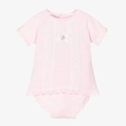 PAZ Rodríguez-Baby Girls Pink Cotton Knit Shorts Set | Childrensalon