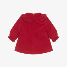 PAZ Rodríguez-Baby Girls Red Velvet Long Sleeved Dress  | Childrensalon