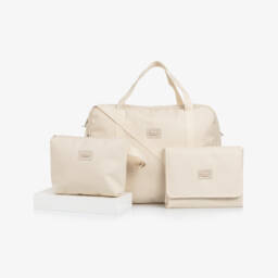 PAZ Rodríguez-Beige Faux Leather Suitcase with Toiletry Bag & Mat (45cm) | Childrensalon