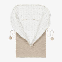 PAZ Rodríguez-Beige Knitted Nest with Patterned Lining (68cm) | Childrensalon