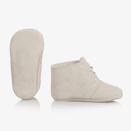 PAZ Rodríguez-Beige Suede Lace-Up Pre-Walkers | Childrensalon