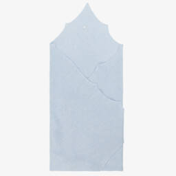 PAZ Rodríguez-Blue Scalloped Cotton & Cashmere Knit Baby Shawl (100cm) | Childrensalon