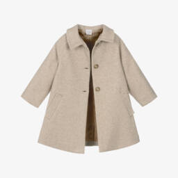 PAZ Rodríguez-Пальто классическое бежевое с воротником для мальчиков | Childrensalon