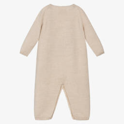 PAZ Rodríguez-Boys Beige Wool Knit Festive Babygrow | Childrensalon