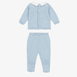 PAZ Rodríguez-Boys Blue Cotton & Cashmere Knit 2 Piece Babygrow | Childrensalon