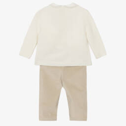 PAZ Rodríguez-Boys Ivory & Beige Cotton Buster Suit Set | Childrensalon