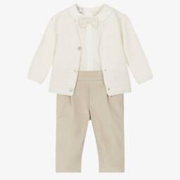 PAZ Rodríguez-Костюм кремово-бежевый хлопковый для мальчиков | Childrensalon
