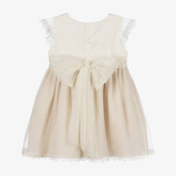 PAZ Rodríguez-Girls Ivory Cotton & Tulle Dress | Childrensalon