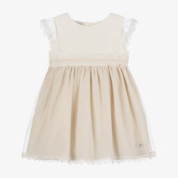 PAZ Rodríguez-Girls Ivory Cotton & Tulle Dress | Childrensalon