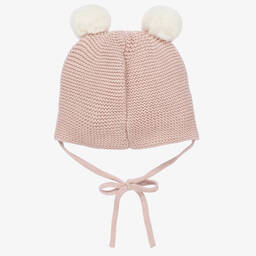 PAZ Rodríguez-Girls Pink Cotton & Cashmere Knit Pom-Pom Hat | Childrensalon