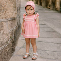 PAZ Rodríguez-Girls Pink Plumetis Cotton Dress | Childrensalon