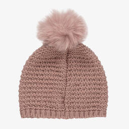 PAZ Rodríguez-Girls Pink Wool Knit Pom-Pom Hat | Childrensalon