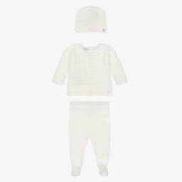 PAZ Rodríguez-Ivory Cotton & Cashmere Knitted Babysuit Set  | Childrensalon