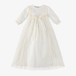 PAZ Rodríguez-فستان حفلات بنات رضع قطن ودانتيل لون عاجي | Childrensalon