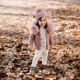 PAZ Rodríguez-Pink Knitted Wool Jacket | Childrensalon