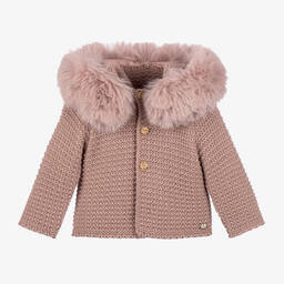 PAZ Rodríguez-Pink Knitted Wool Jacket | Childrensalon