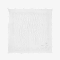 PAZ Rodríguez-White Cotton Knit Baby Shawl (106cm) | Childrensalon