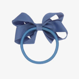 Peach Ribbons-Blue Ribbon Bow Hair Elastic (7cm) | Childrensalon