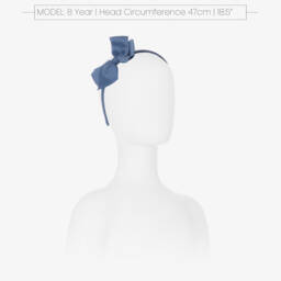 Peach Ribbons-Girls Blue Bow Hairband | Childrensalon