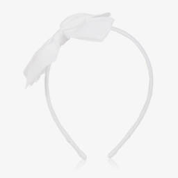 Peach Ribbons-Girls White Bow Hairband | Childrensalon