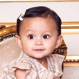 Peach Ribbons-Ivory Bow Hair Clip (5cm) | Childrensalon