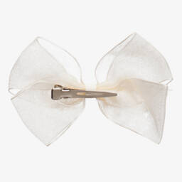 Peach Ribbons-Ivory Organza Bow Clip (12cm) | Childrensalon