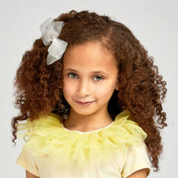 Peach Ribbons-Ivory Organza Bow Clip (12cm) | Childrensalon