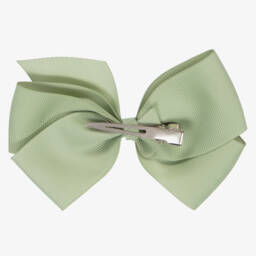Peach Ribbons-Light Green Ribbon Bow Hair Clip (12cm) | Childrensalon