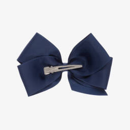 Peach Ribbons-مشبك فيونكة للشعر لون كحلي (12سم) | Childrensalon