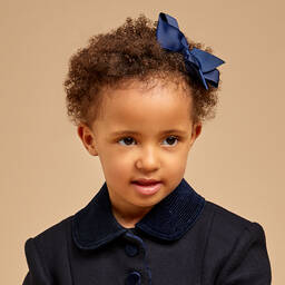 Peach Ribbons-مشبك فيونكة للشعر لون كحلي (12سم) | Childrensalon