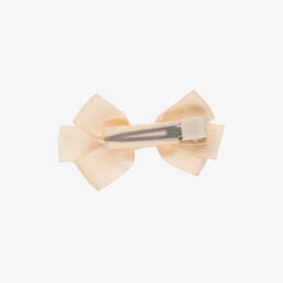 Peach Ribbons-Pale Pink Bow Hair Clip (7cm) | Childrensalon