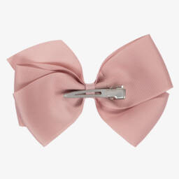 Peach Ribbons-Pink Ribbon Bow Hair Clip (12cm) | Childrensalon