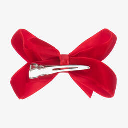 Peach Ribbons-مشبك للشعر مخمل لون أحمر (7 سم) | Childrensalon