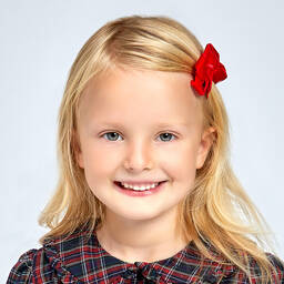 Peach Ribbons-مشبك للشعر مخمل لون أحمر (7 سم) | Childrensalon